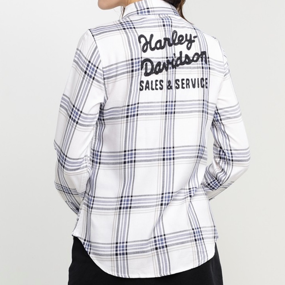 Harley Davidson | Women's Classic Racer Plaid Shirt Size Large - Picture 13 of 13
